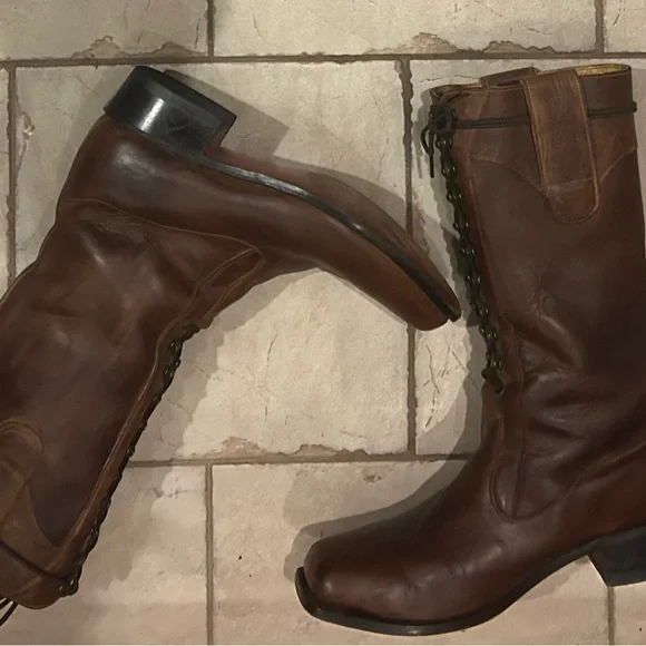 Handmade Brown Leather ladies Boots 10.5 - Picture 2 of 8